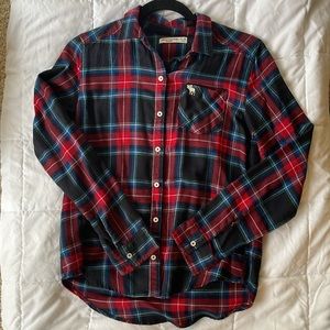 Abercrombie kids - Girls blue, red and black flannel